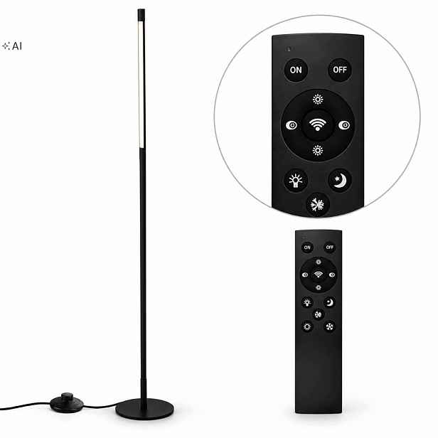 Led Podlahová Rohová Lampa 19W Stmívatelná Dálkový Ovladač A Pedál