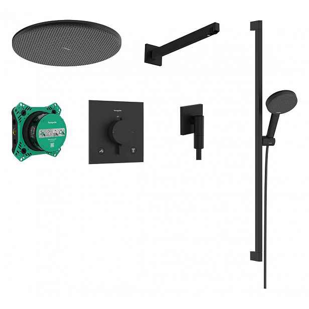 Hansgrohe Raindance Alive S - Sprchový set s termostatem pod omítku, s tělesem, průměr 30 cm, 3 proudy, matná černá 24622670