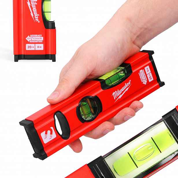 Magnetická vodováha 20 cm Aluminiová Zesílená Kompaktní Waserwaga Slim