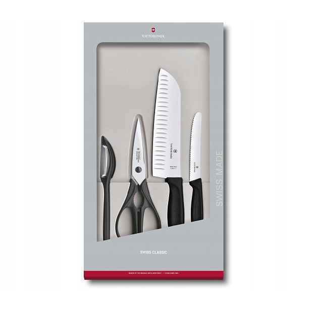 Sada Victorinox Swiss Classic 4 díly nůž santoku nůžky škrabka