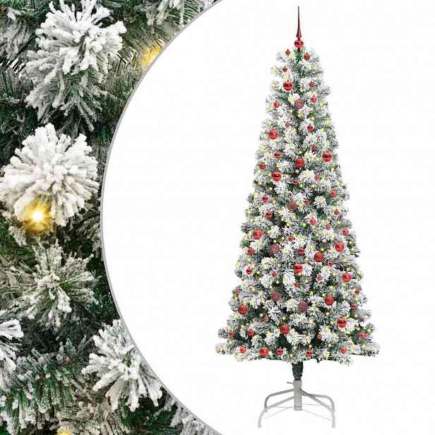 vidaXL Umělý Skládací Vánoční Strom 300 LED Zelená a bílá 240 cm
