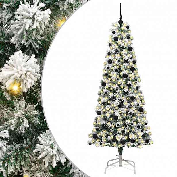 vidaXL Umělý Skládací Vánoční Strom 300 LED Zelená a bílá 240 cm