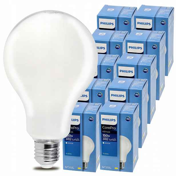10x Led žárovka E27 Philips 17,5W 150W 2452lm 4000k Premium Sada žárovek