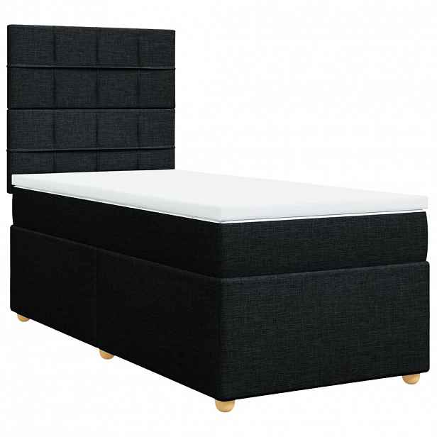vidaXL Box spring postel s matrací černá 90x200 cm textil