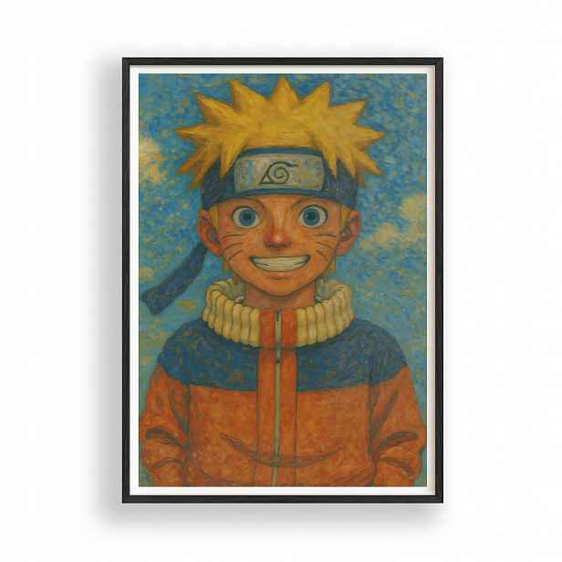 Obraz Naruto Portrét Art Anime Plakát Rámeček Dřevěný Černý 30x42 cm