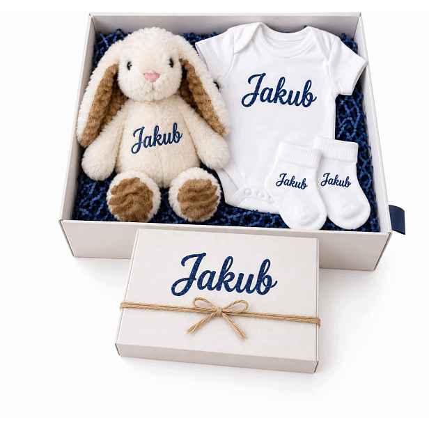 Personalizovaný set pro miminko s jménem králík body dárek