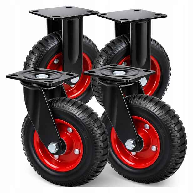 Přepravní vozík Kolečka Komplet Gumové Plné 206mm 940kg Pevné Set 4ks