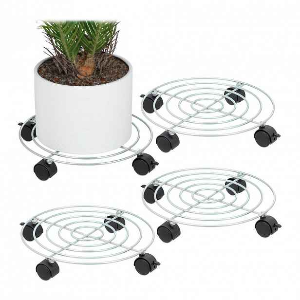 Relaxdays PODSTAVEC stříbrný 4-dílná-sada ocel 32 cm