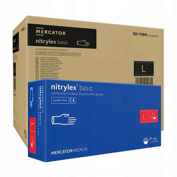 Rukavice Mercator Nitrylex Basic modré vel. L /multipak Blue