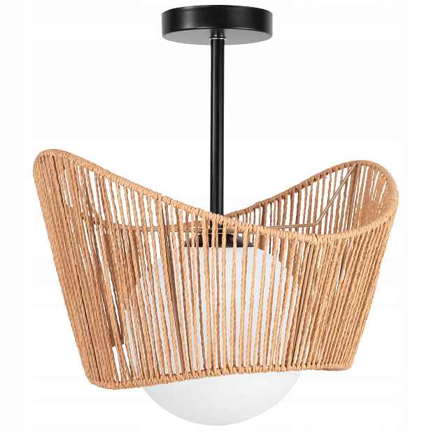 Bambusová Závěsná Stropní Lampa Jutový Provázek Boho Natural