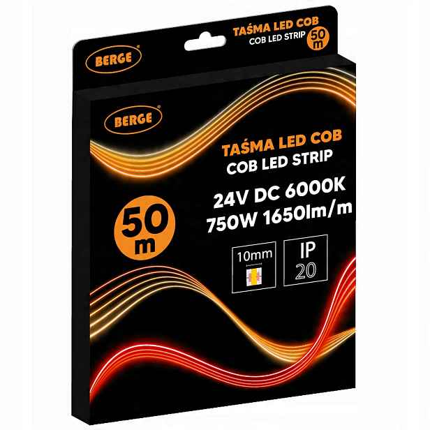 Led pásek Cob Neon 24V 50 m Velká role 528D 15W/m 1650lm/m 6000K Studená 10 mm