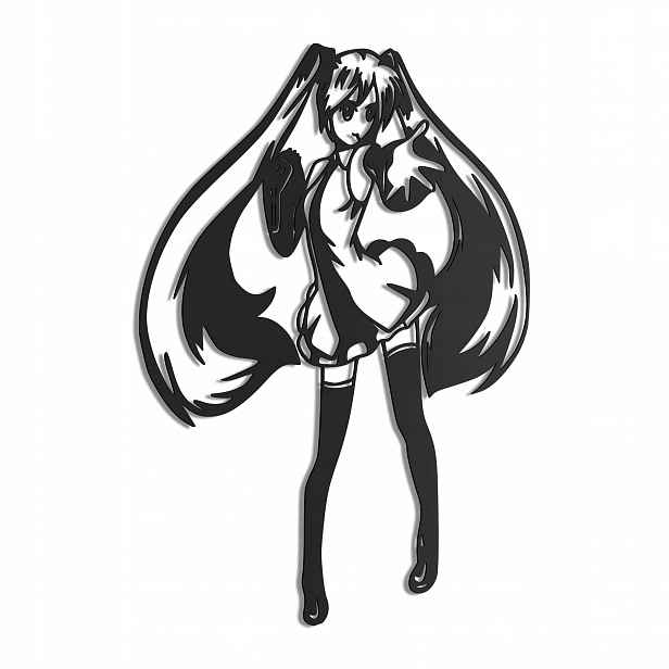 Hatsune Miku Dřevěný 3D obraz Anime