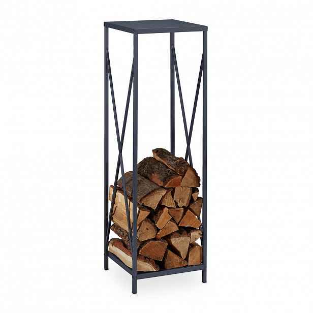 Relaxdays REGÁL Šedý na dřevo ocel 112 cm