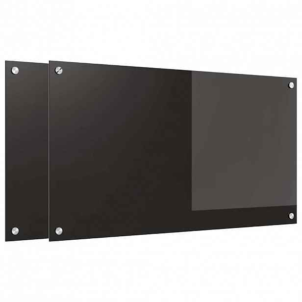 vidaXL Kuchyňský obklad 2 ks Černá 90 x 50 cm tvrzené sklo