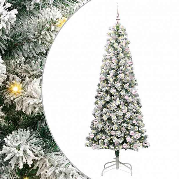 vidaXL Umělý Skládací Vánoční Strom 300 LED Zelená a bílá 240 cm