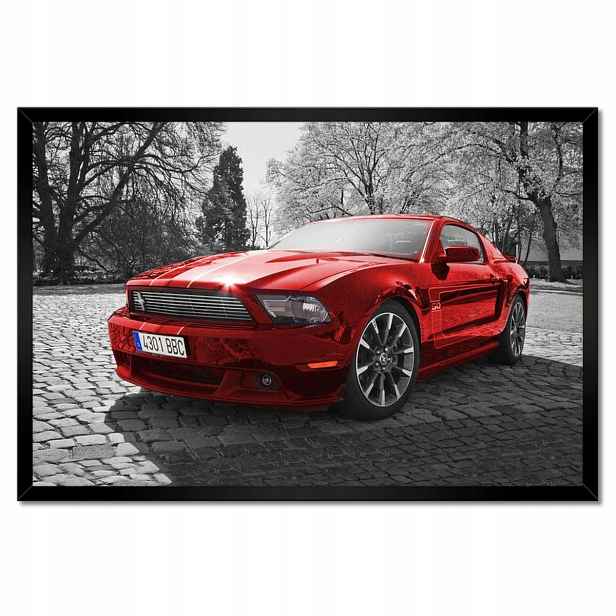 Plakáty v rámu 60x40 Červený Mustang