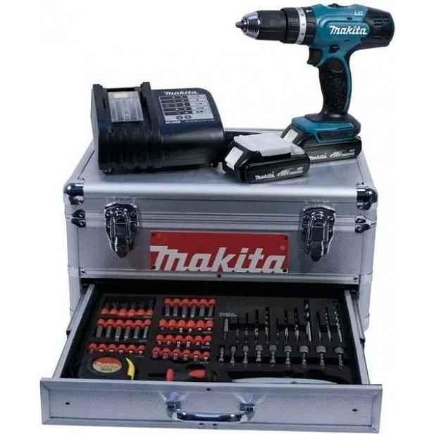 Aku Šroubovák Makita DHP453 baterie 18V vrtáky bity Kpl