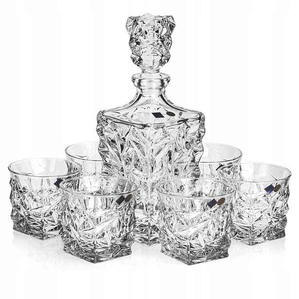 Exkluzivní křišťálová sada na whisky Bohemia Glacier 6+1