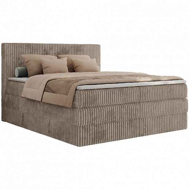 MKS POSTEL BOXSPRING TILIANO KING 140/200 - Světle hnědá manšestr - H3