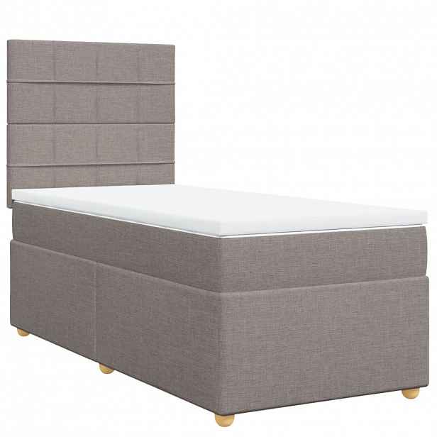 vidaXL Box spring postel s matrací taupe 90x200 cm textil