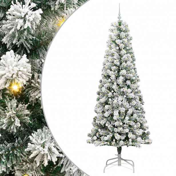 vidaXL Umělý Skládací Vánoční Strom 300 LED Zelená a bílá 240 cm