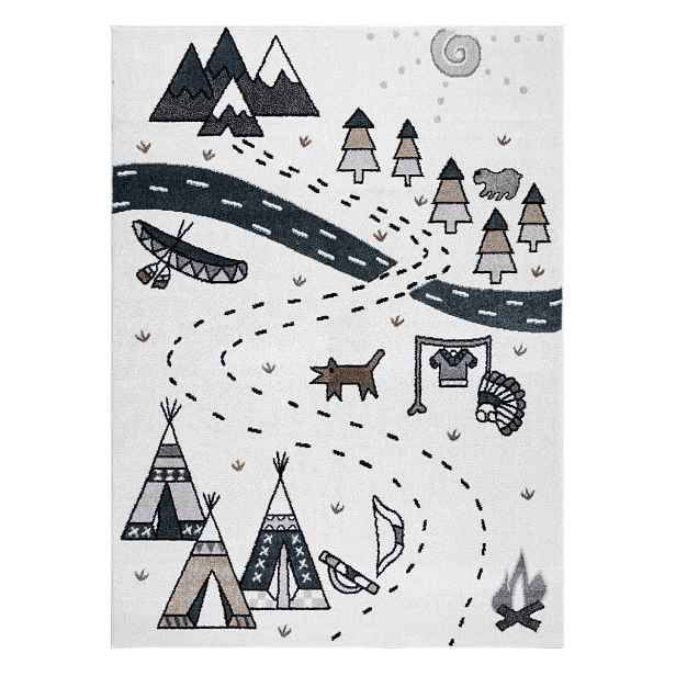 POSLEDNÍ ŠANCE: Dětský kusový koberec Fun Indian cream, 80x150, bílá, dětský pokoj, Hanse Home