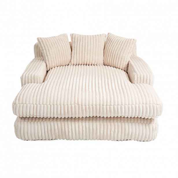 Redom LENOŠKA 125/155/63 cm bez montáže z manšestru se 3 polštáři a ergonomickou oporou, Béžová