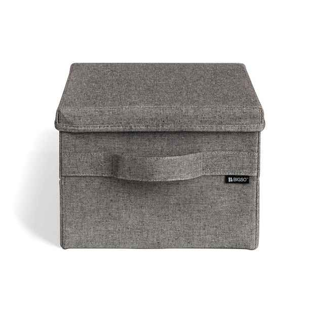 Šedý látkový úložný box s víkem 27x36x19 cm Soft Storage Small – Bigso