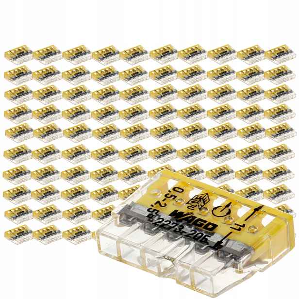 Spojka pro instalační krabice 5x2,5 mm? průhledná-žlutá 2273-205