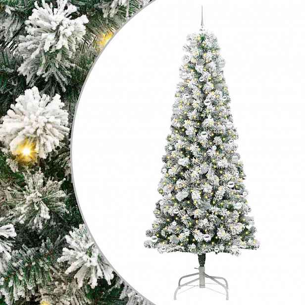 vidaXL Umělý Skládací Vánoční Strom 300 LED Zelená a bílá 240 cm
