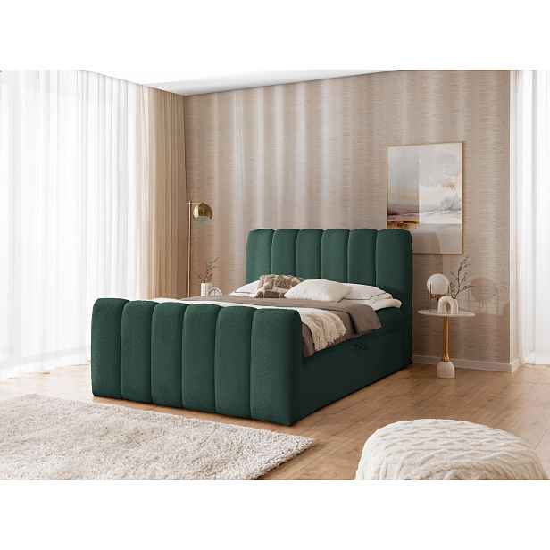 Boxspringová postel 160x200 SEMINOLE - tmavě zelená + topper