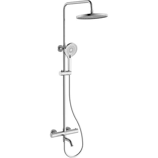 Sprchový nástěnný sloup Selma - termostatická vanová otočná baterie - chrom - 80-130,4 cm