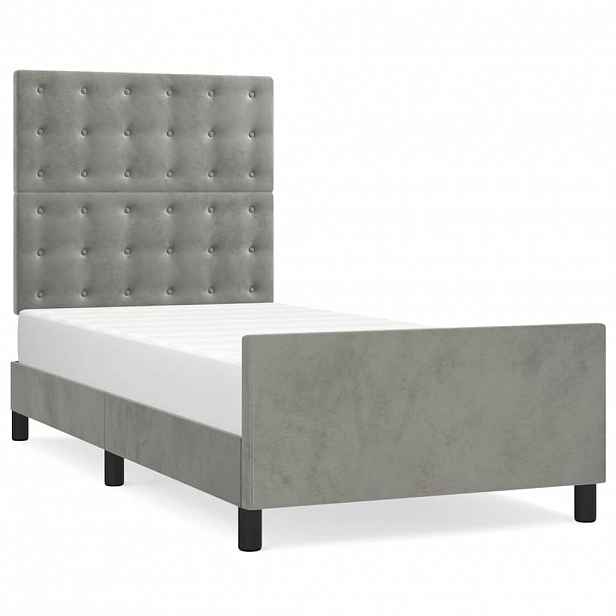 vidaXL Rám postele bez matrace světle šedá 100 x 200 cm samet