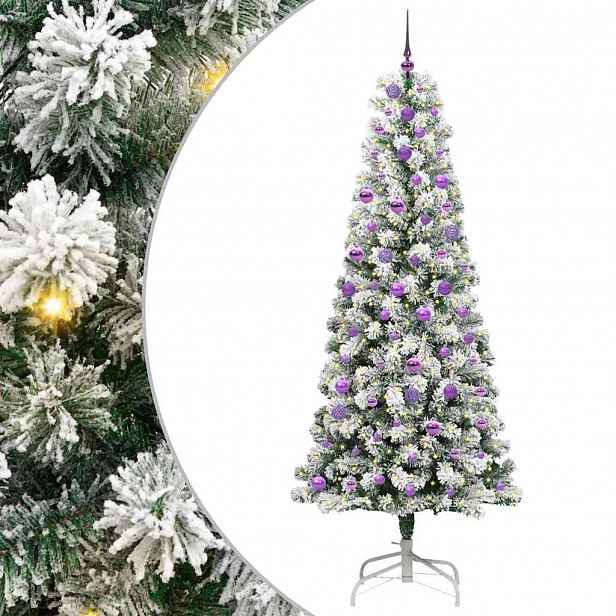 vidaXL Umělý Skládací Vánoční Strom 300 LED Zelená a bílá 240 cm