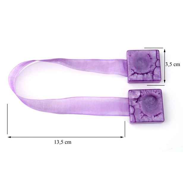 Dekorační ozdobná spona na záclony a závěsy s magnetem SAMY fialová,  3,5x3,5 cm Mybesthome