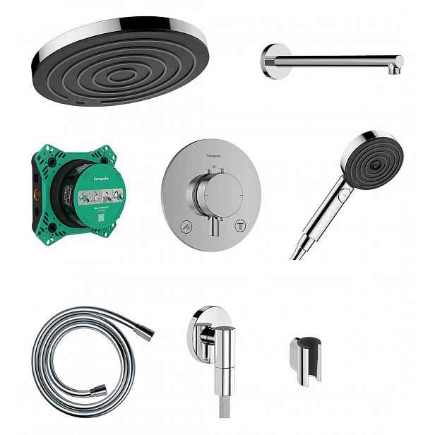 Hansgrohe Pulsify S - Sprchový set s termostatem pod omítku, s tělesem, průměr 26 cm, EcoSmart, chrom 24624000