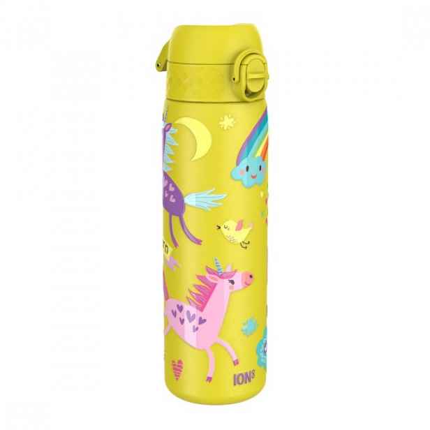"Slim" dětská láhev na vodu, nerezová ocel, 600 ml, Yellow, Unicorns -