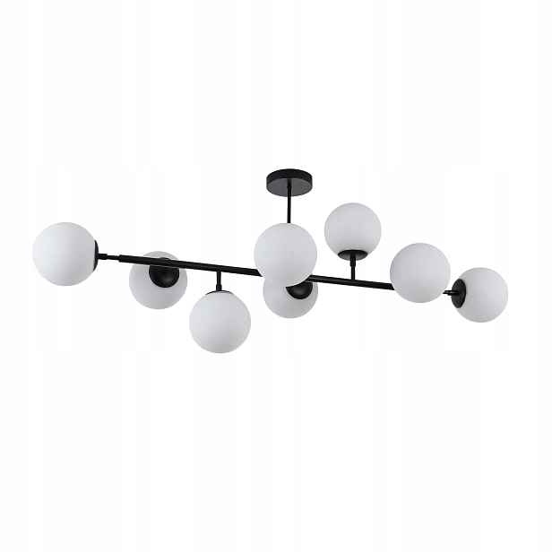 Stropní svítidlo lustr horizontální, černá, bílé koule, moderní Light Prestige