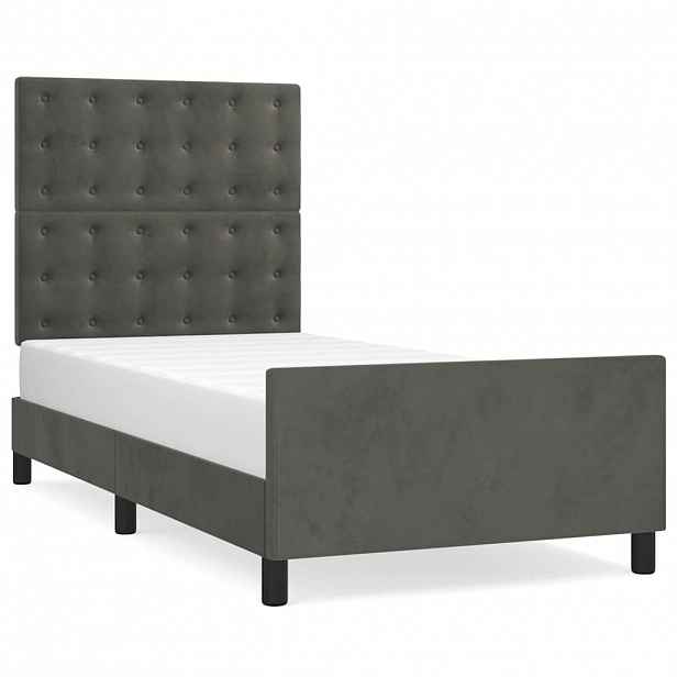 vidaXL Rám postele bez matrace tmavě šedá 100 x 200 cm samet