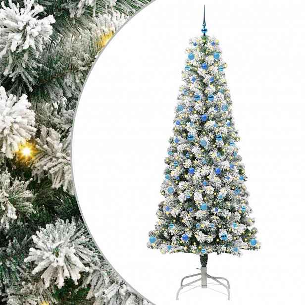 vidaXL Umělý Skládací Vánoční Strom 300 LED Zelená a bílá 240 cm