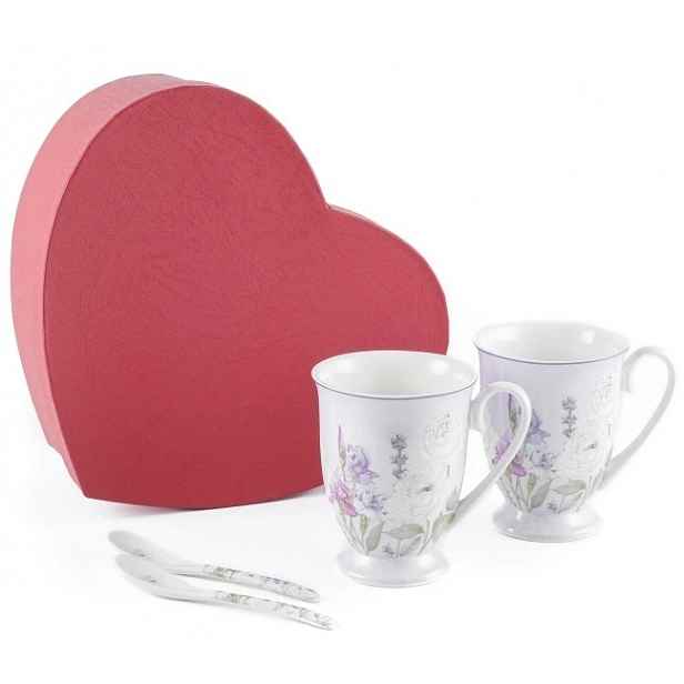 Porcelánové hrnky se lžičkami 2x 280 ml, Levandule