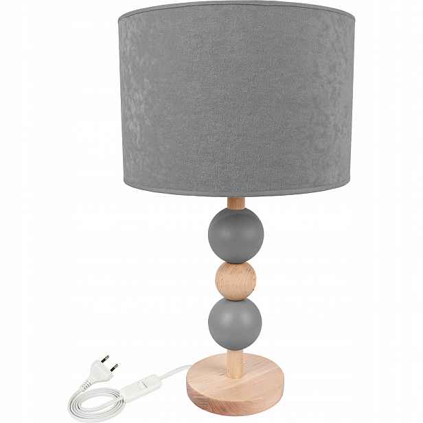 Šedá Noční Stolní Lampa Na Komodu, Velurová