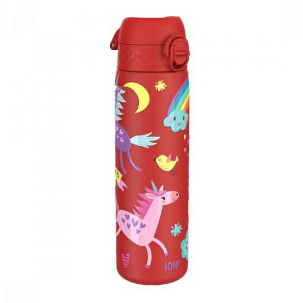 "Slim" dětská láhev na vodu, nerezová ocel, 600 ml, Red, Unicorns - Io