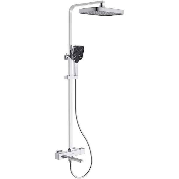 Sprchový nástěnný sloup Velar - termostatická vanová otočná baterie - chrom