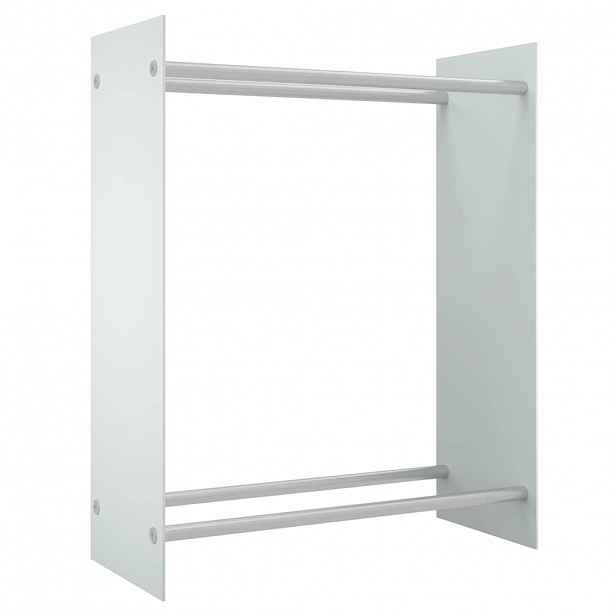 vidaXL Stojan na palivové dříví bílý 80 x 35 x 100 cm tvrzené sklo