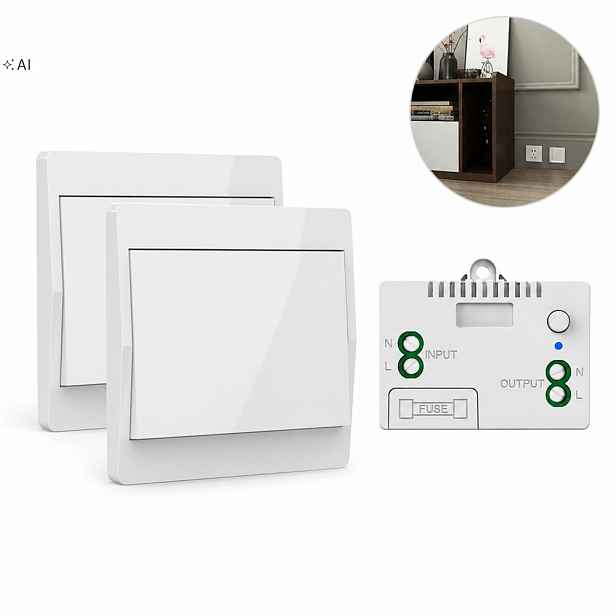 Bezbateriový bezdrátový spínač světel RF433, 2x vysílač