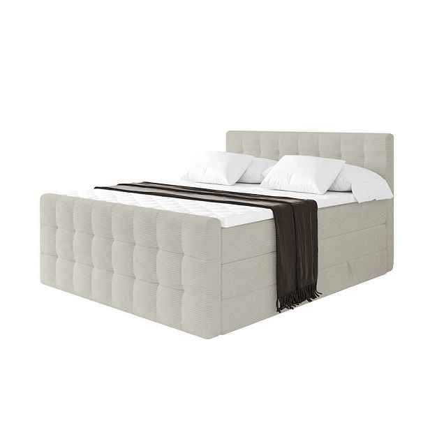 ALTDECOR BOXSPRINGOVÁ POSTEL s matrací H3/H4 - IGAN-Z KING - 200x200 cm Krémová
