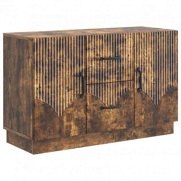 vidaXL Servírovací skříň se zásuvkou Kouřový dub 89 x 34,5 x 57 cm
