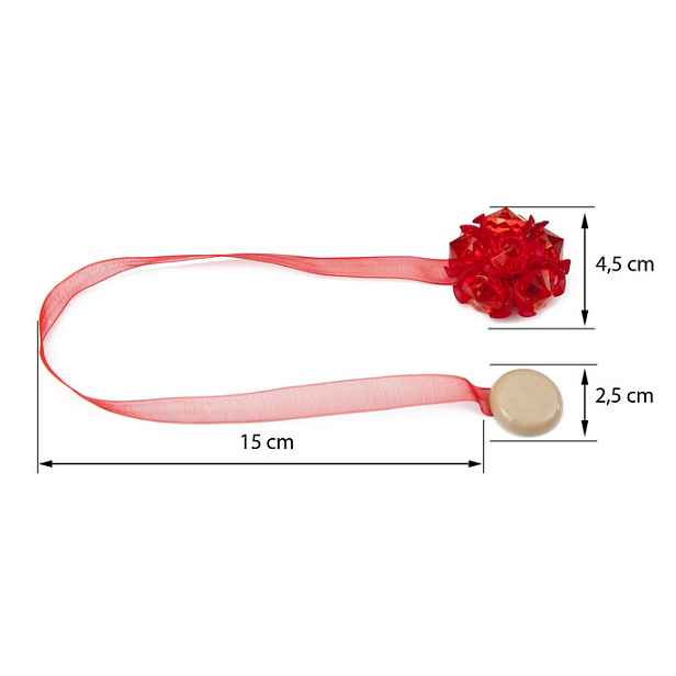 Dekorační ozdobná spona na záclony a závěsy s magnetem MILENA, červená, Ø 4,5 cm Mybesthome cena za 2 ks v balení