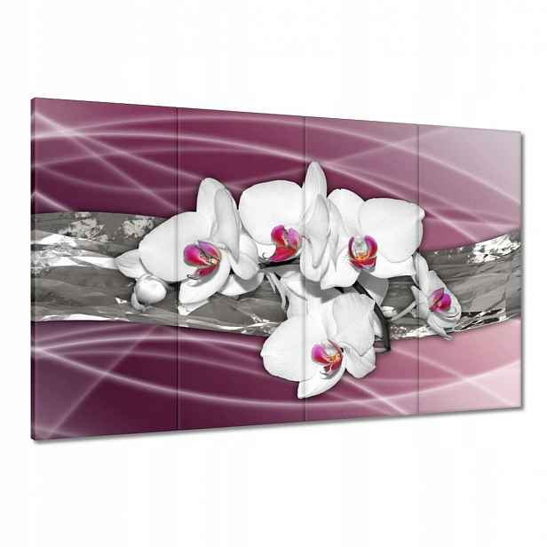 Obrazy 120x80 Bílé orchideje na růžovém pozadí